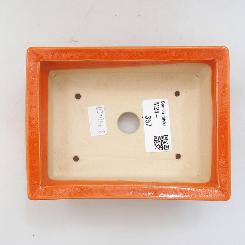 Bonsaischaal van keramiek 13 x 10 x 4 cm, oranje