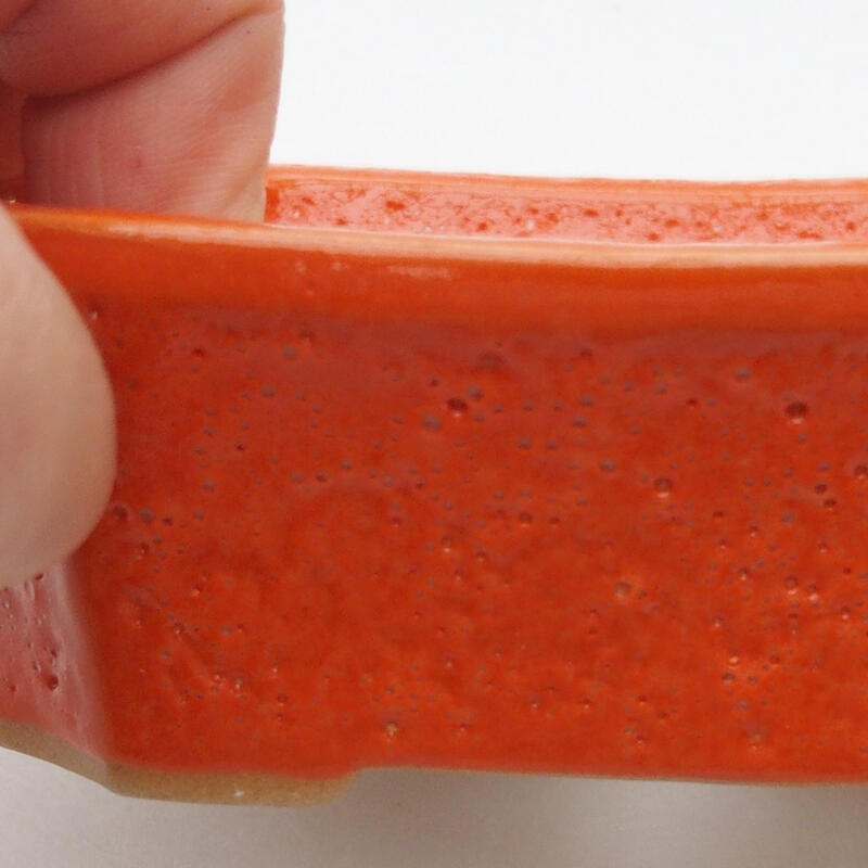Bonsaischaal van keramiek 13 x 10 x 4 cm, oranje