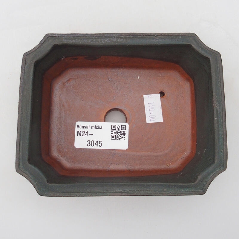 Bonsaischaal van keramiek 13 x 10 x 4 cm, grijs