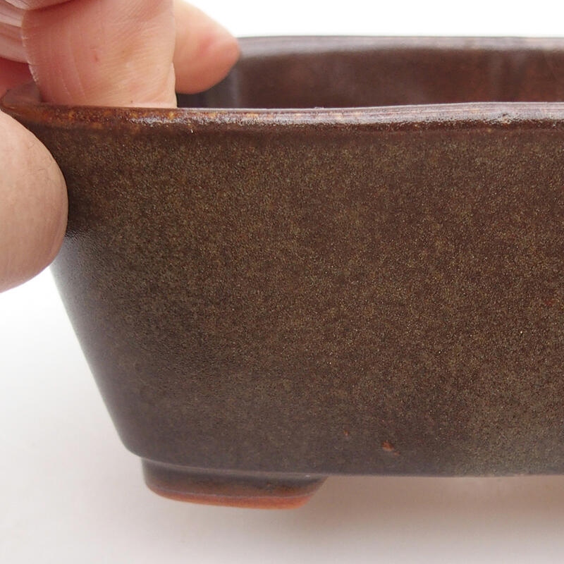 Bonsaischaal van keramiek 13 x 10 x 5,5 cm, bruin