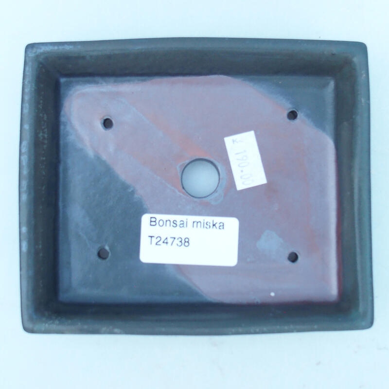 Bonsaischaal van keramiek 13 x 11 x 2 cm, grijs