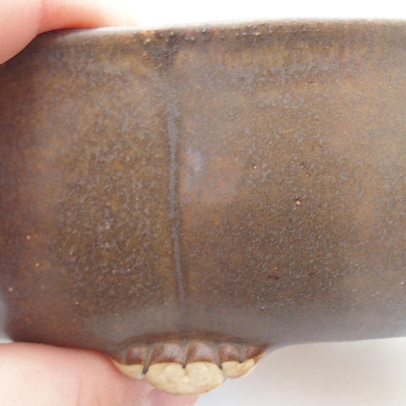 Bonsaischaal van keramiek 13 x 12 x 5 cm, bruin