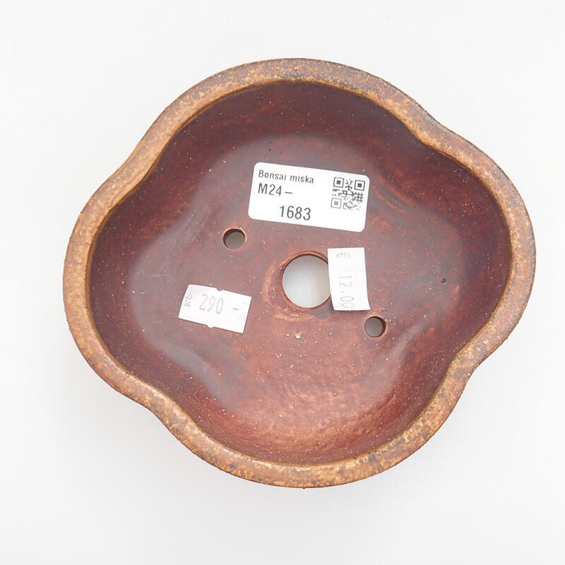 Bonsaischaal van keramiek 13 x 12 x 5 cm, oranje