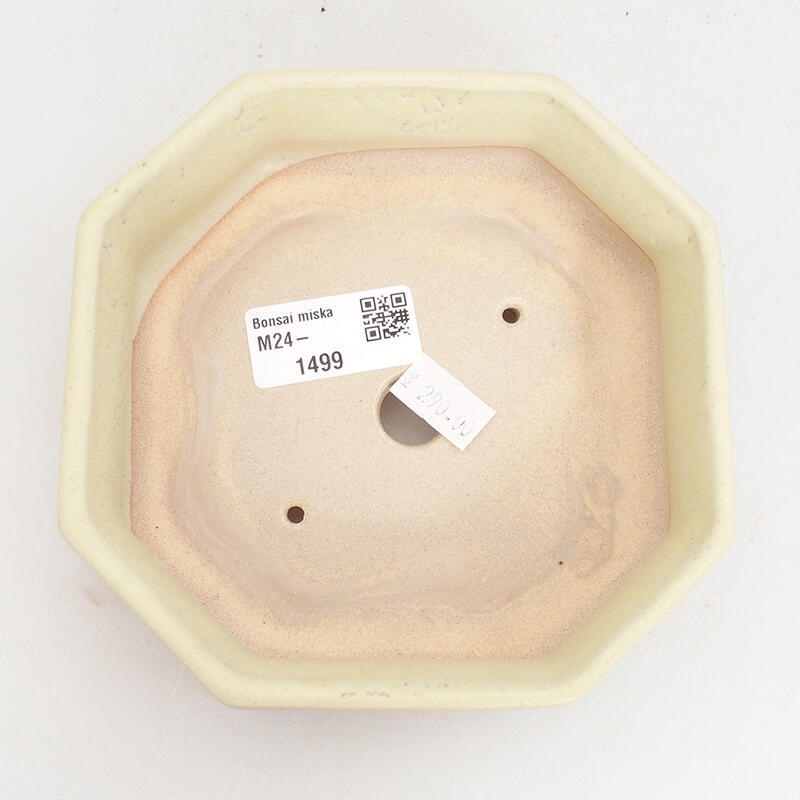 Bonsaischaal van keramiek 13 x 13 x 4,5 cm, geel