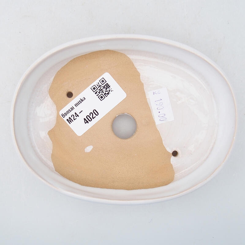 Bonsaischaal van keramiek 13 x 9,5 x 3 cm, wit