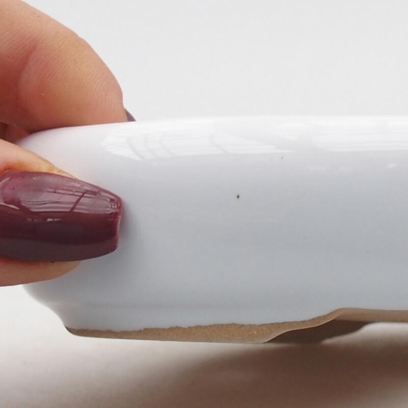 Bonsaischaal van keramiek 13 x 9,5 x 3 cm, wit