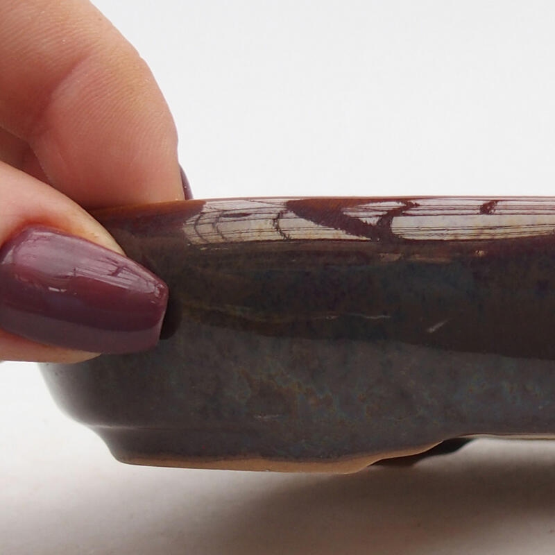 Bonsaischaal van keramiek 13 x 9,5 x 3 cm, bruin