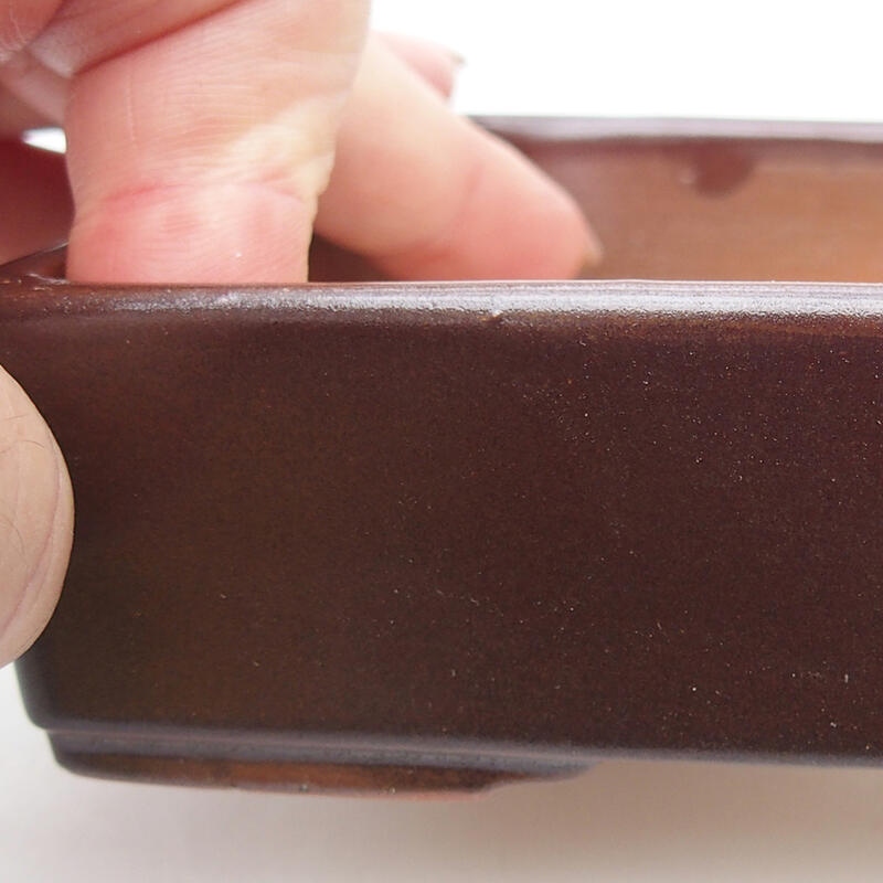 Bonsaischaal van keramiek 13 x 9,5 x 3 cm, bruin
