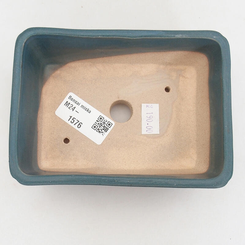 Bonsaischaal van keramiek 13 x 9,5 x 5 cm, kleur blauw
