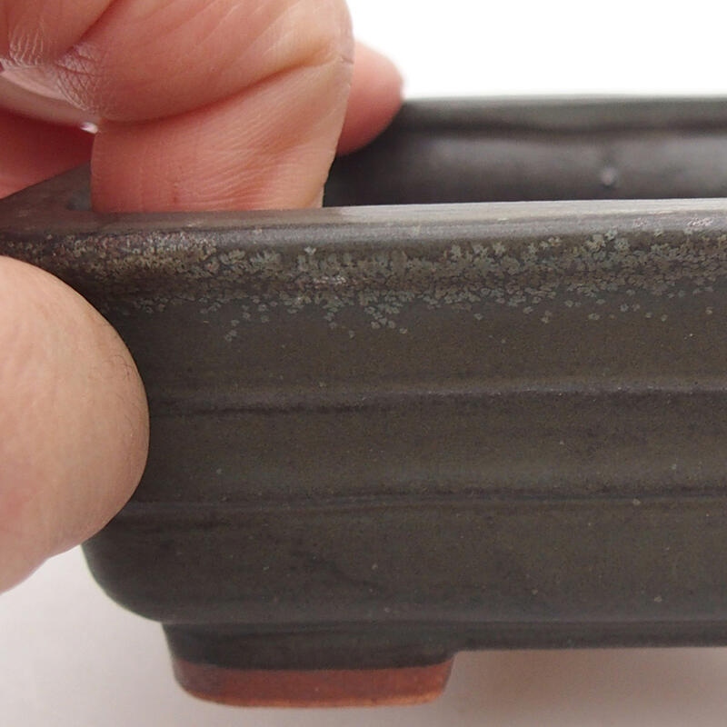 Bonsaischaal van keramiek 13 x 9 x 4,5 cm, grijs