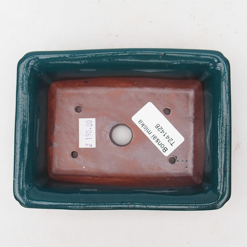 Bonsaischaal van keramiek 14,5 x 10,5 x 4 cm, groen