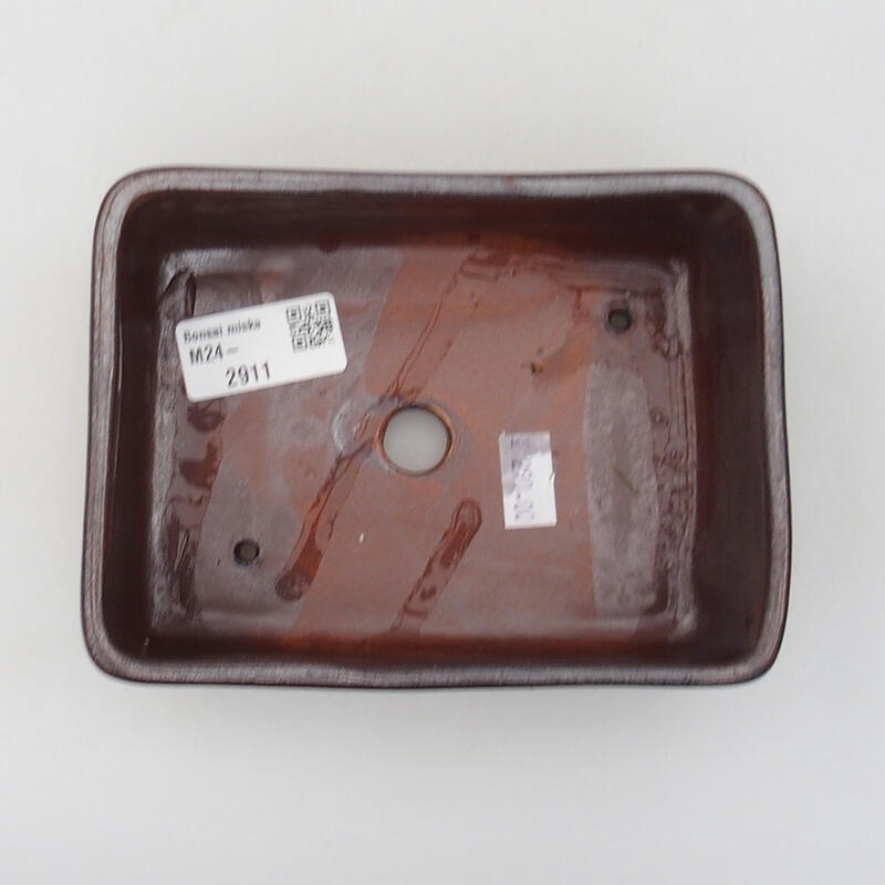 Bonsaischaal van keramiek 14,5 x 11 x 5 cm, kleur bruin