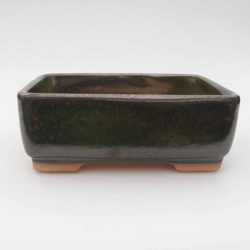 Bonsaischaal van keramiek 14,5 x 11 x 5 cm, groen