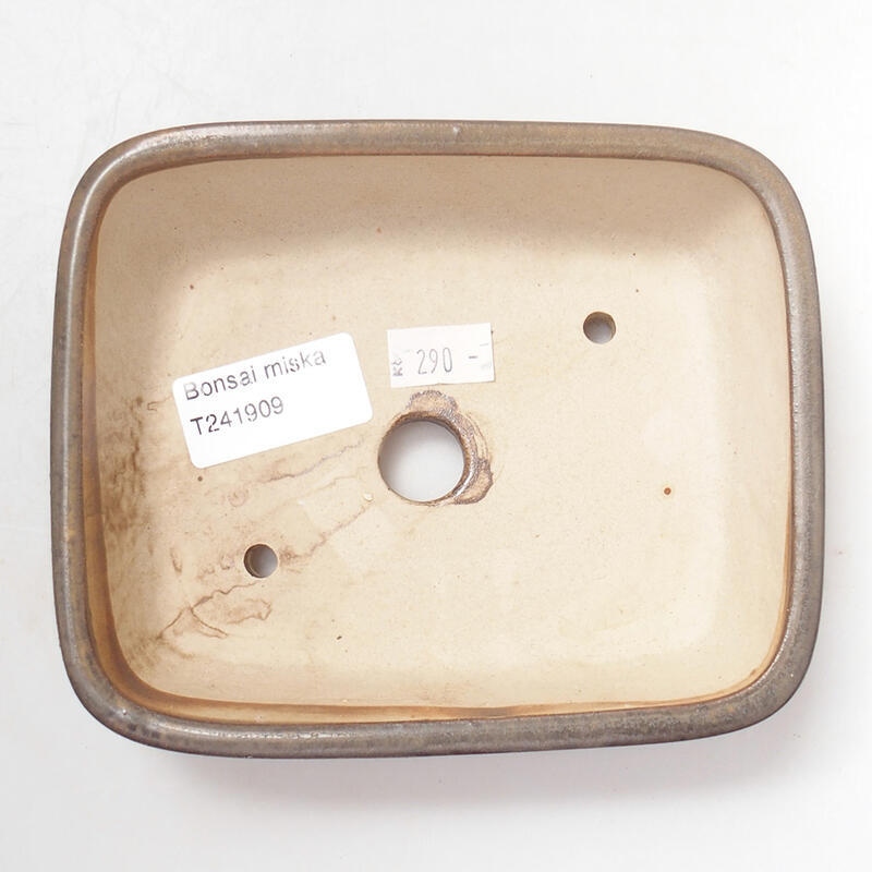 Bonsaischaal van keramiek 14,5 x 12 x 4 cm, kleur bruin
