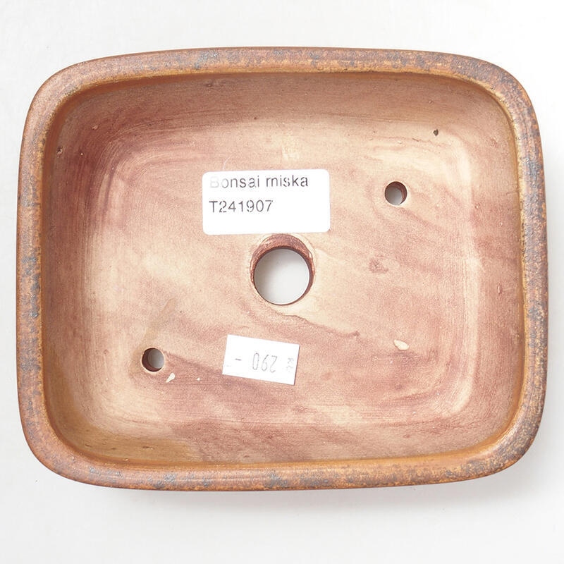 Bonsaischaal van keramiek 14,5 x 12 x 4 cm, kleur bruin