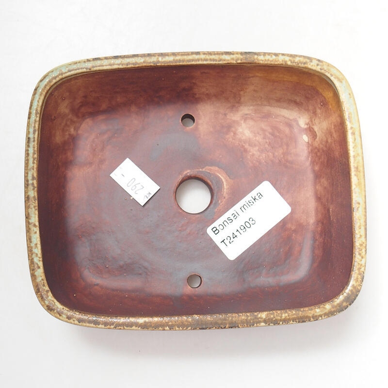 Bonsaischaal van keramiek 14,5 x 12 x 4 cm, groen