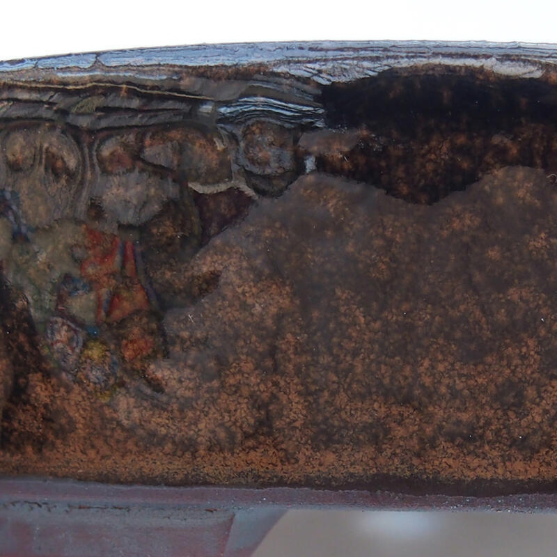 Bonsaischaal van keramiek 14,5 x 13,5 x 4 cm, zwartbruin