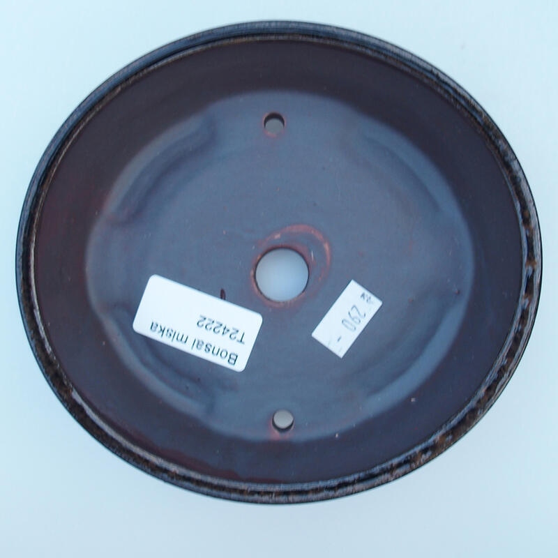 Bonsaischaal van keramiek 14,5 x 13,5 x 4 cm, zwartbruin