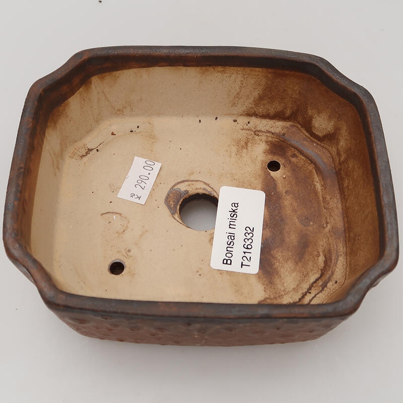 Bonsaischaal van keramiek 14 x 11,5 x 4,5 cm, bruin