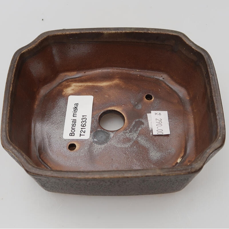 Bonsaischaal van keramiek 14 x 11,5 x 4,5 cm, bruin