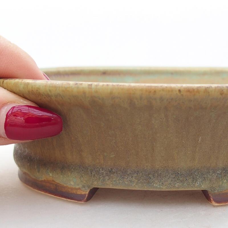 Bonsaischaal van keramiek 14 x 12,5 x 4 cm, groen