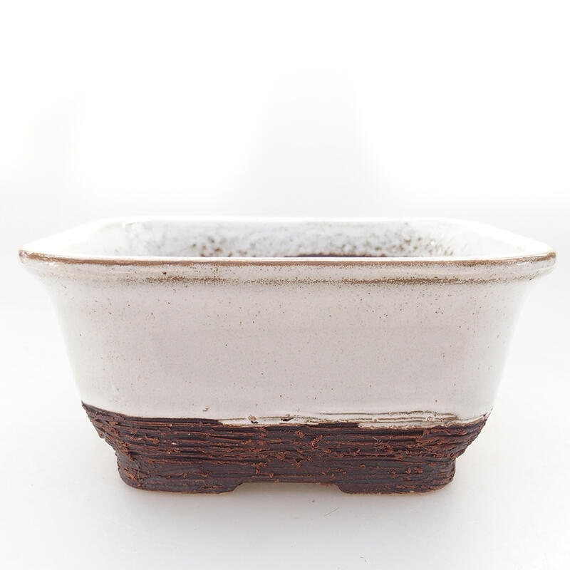 Bonsaischaal van keramiek 14 x 12,5 x 7 cm, kleur wit