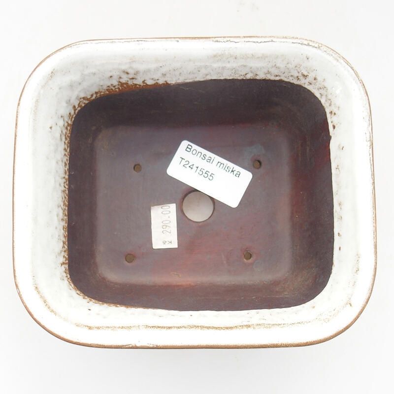 Bonsaischaal van keramiek 14 x 12,5 x 7 cm, kleur wit