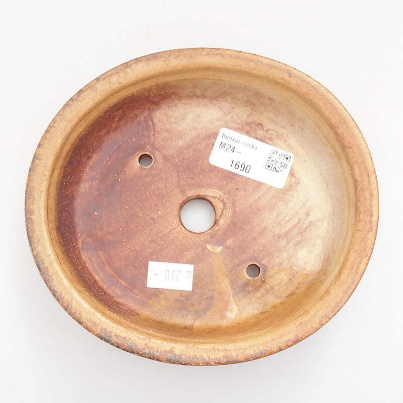 Bonsaischaal van keramiek 14 x 13 x 4 cm, oranje