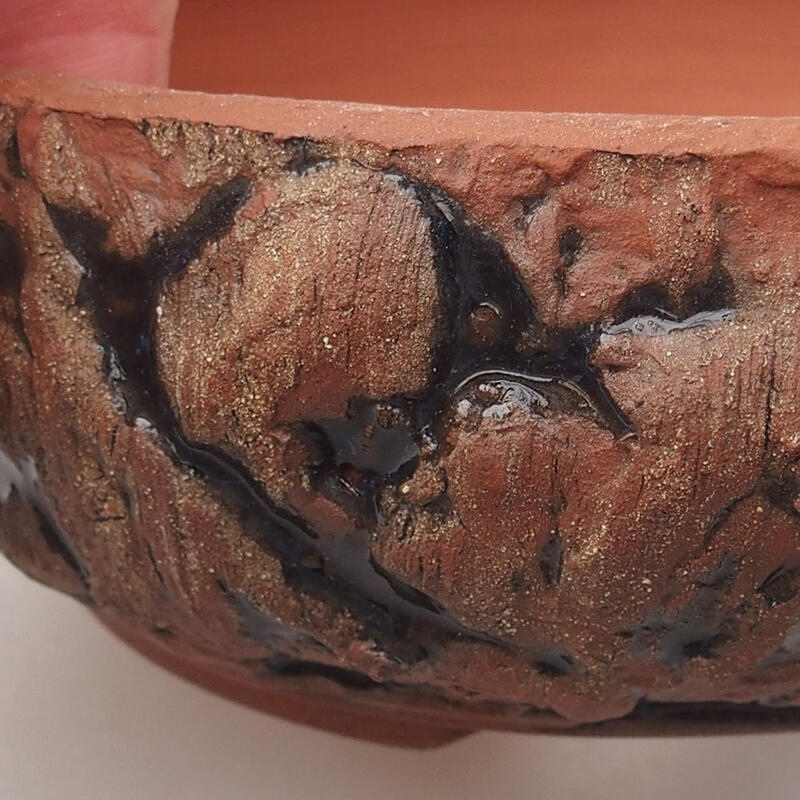 Bonsaischaal van keramiek 14 x 14 x 4,5 cm, bruin