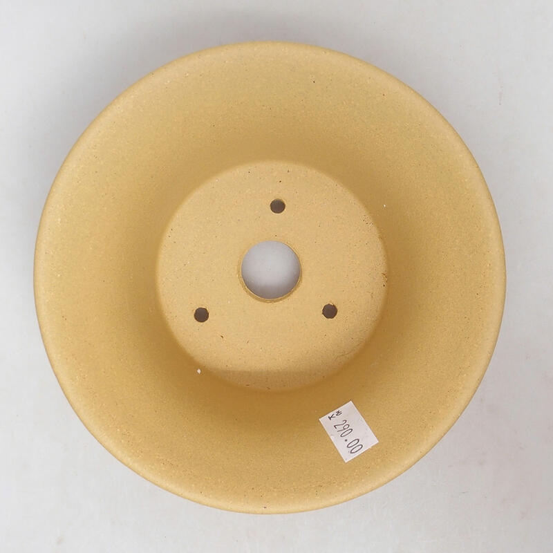 Bonsaischaal van keramiek 14 x 14 x 6,5 cm, kleur oker