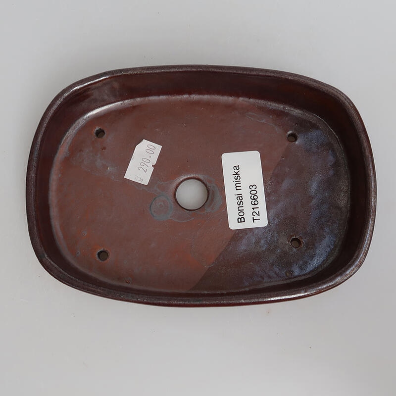 Bonsaischaal van keramiek 15,5 x 11 x 3 cm, bruin
