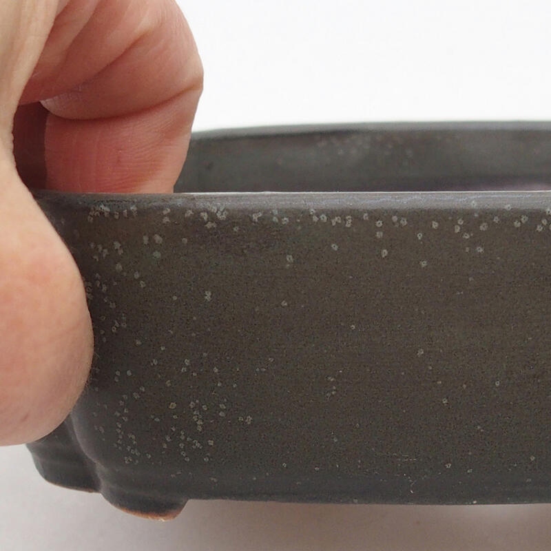 Bonsaischaal van keramiek 15,5 x 11 x 4 cm, grijs