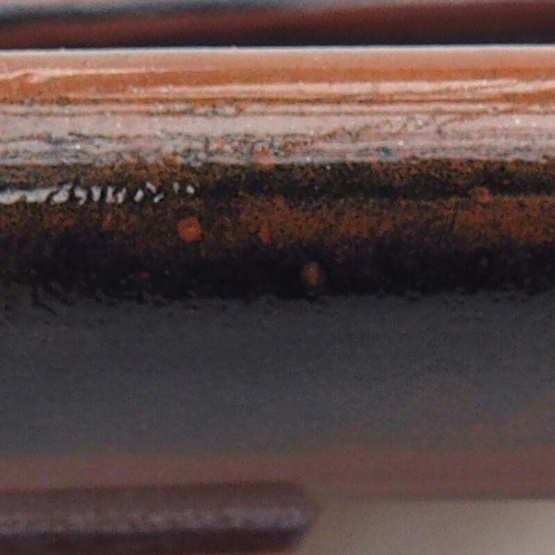 Bonsaischaal van keramiek 15,5 x 12,5 x 3 cm, kleur bruin-zwart