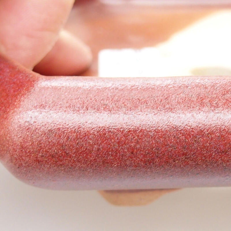 Bonsaischaal van keramiek 15,5 x 14 x 3,5 cm, kleur rood