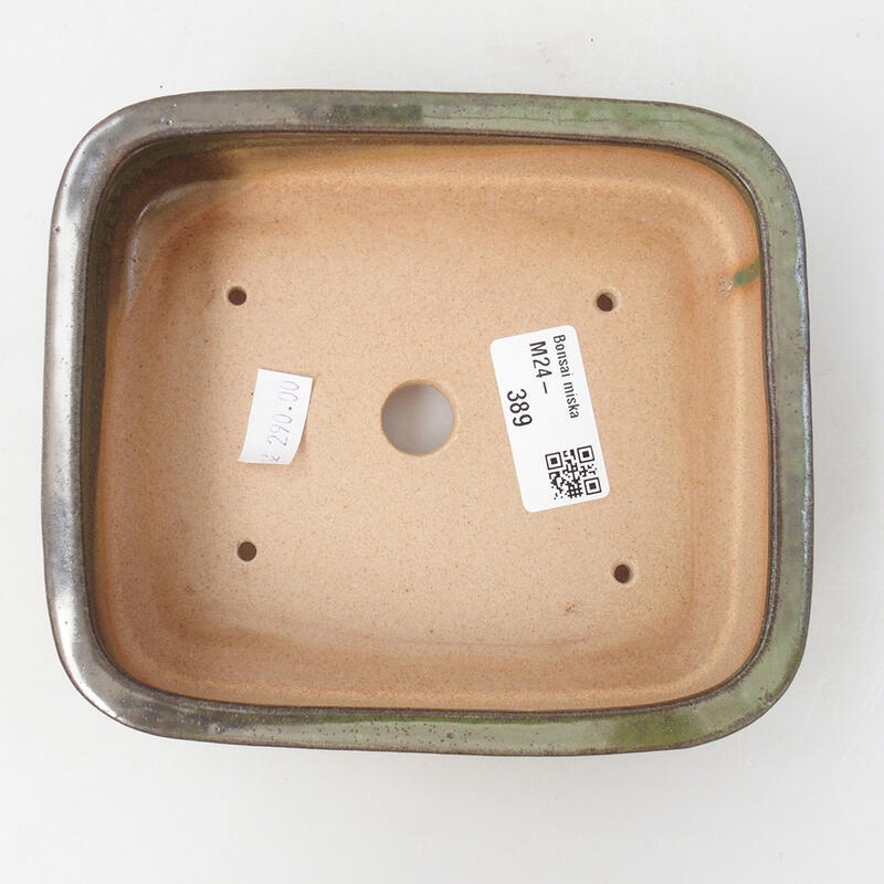 Bonsaischaal van keramiek 15 x 12,5 x 4,5 cm, groen