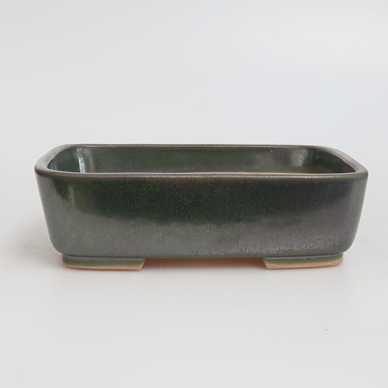 Bonsaischaal van keramiek 15 x 12 x 4,5 cm, groen
