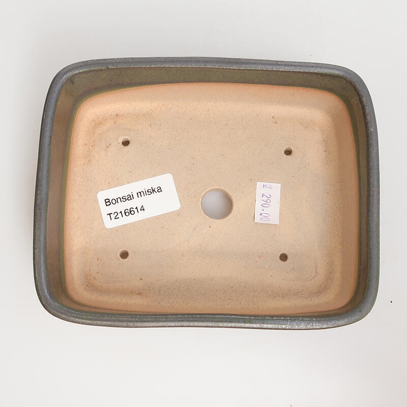 Bonsaischaal van keramiek 15 x 12 x 4,5 cm, groen