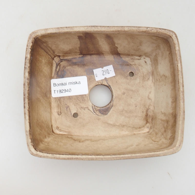 Bonsaischaal van keramiek 15 x 12 x 5 cm, beige-bruin