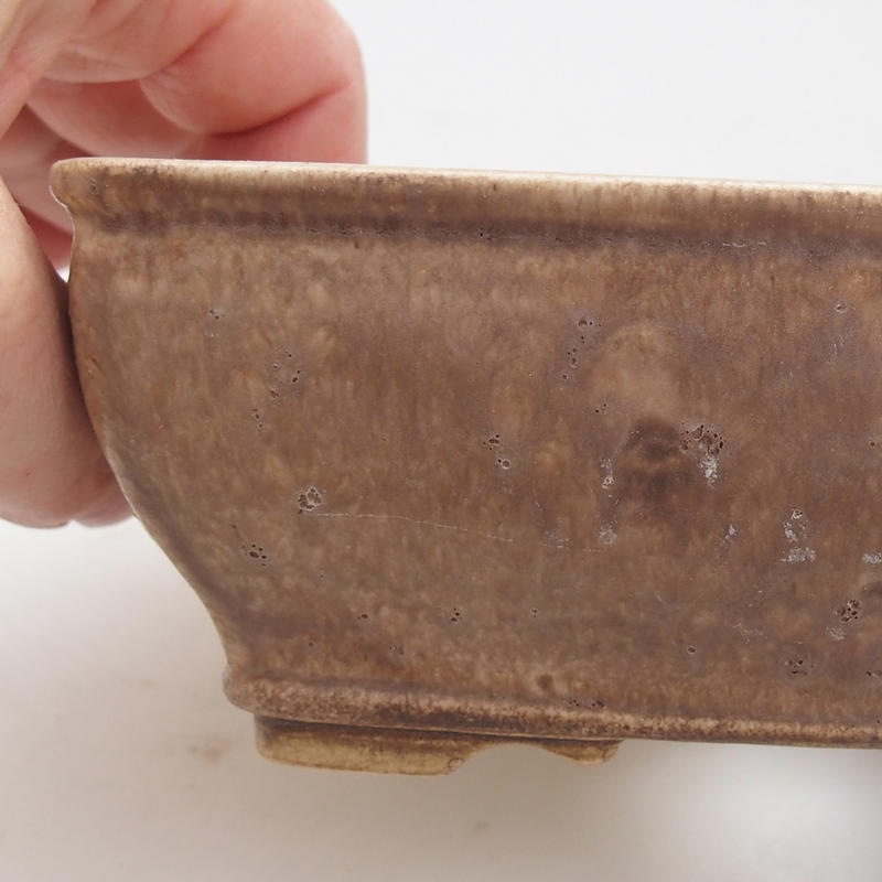 Bonsaischaal van keramiek 15 x 12 x 5 cm, beige-bruin