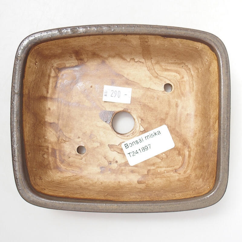 Bonsaischaal van keramiek 15 x 13 x 5 cm, bruin
