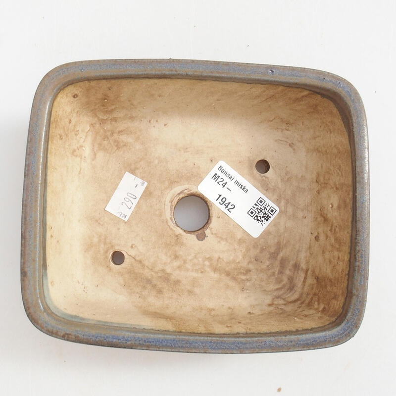 Bonsaischaal van keramiek 15 x 13 x 5 cm, kleur blauw