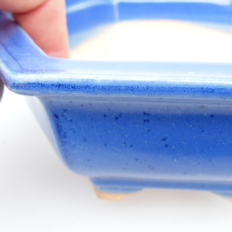 Bonsaischaal van keramiek 15 x 14 x 5,5 cm, kleur blauw