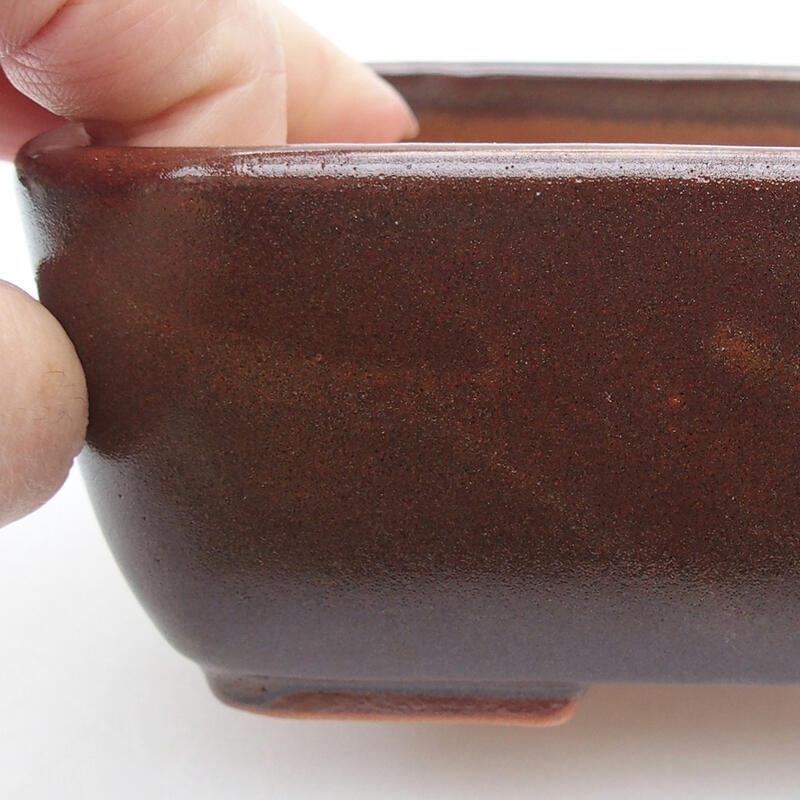 Bonsaischaal van keramiek 16 x 10 x 5 cm, bruin