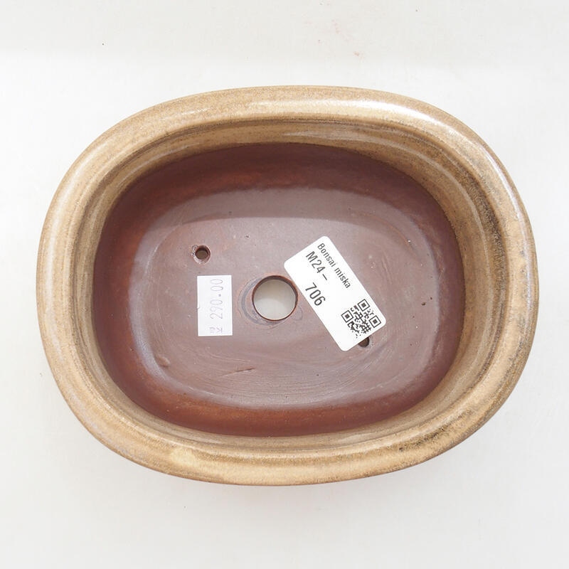 Bonsaischaal van keramiek 16 x 12,5 x 6 cm, kleur beige