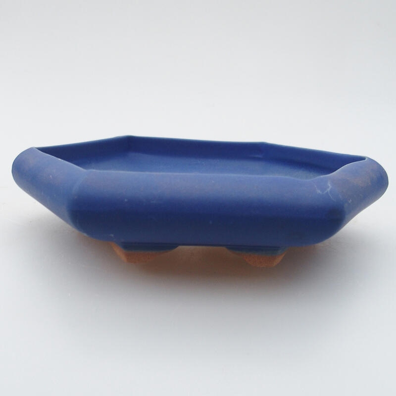 Bonsaischaal van keramiek 16 x 14 x 3 cm, kleur blauw