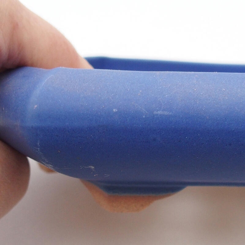 Bonsaischaal van keramiek 16 x 14 x 3 cm, kleur blauw