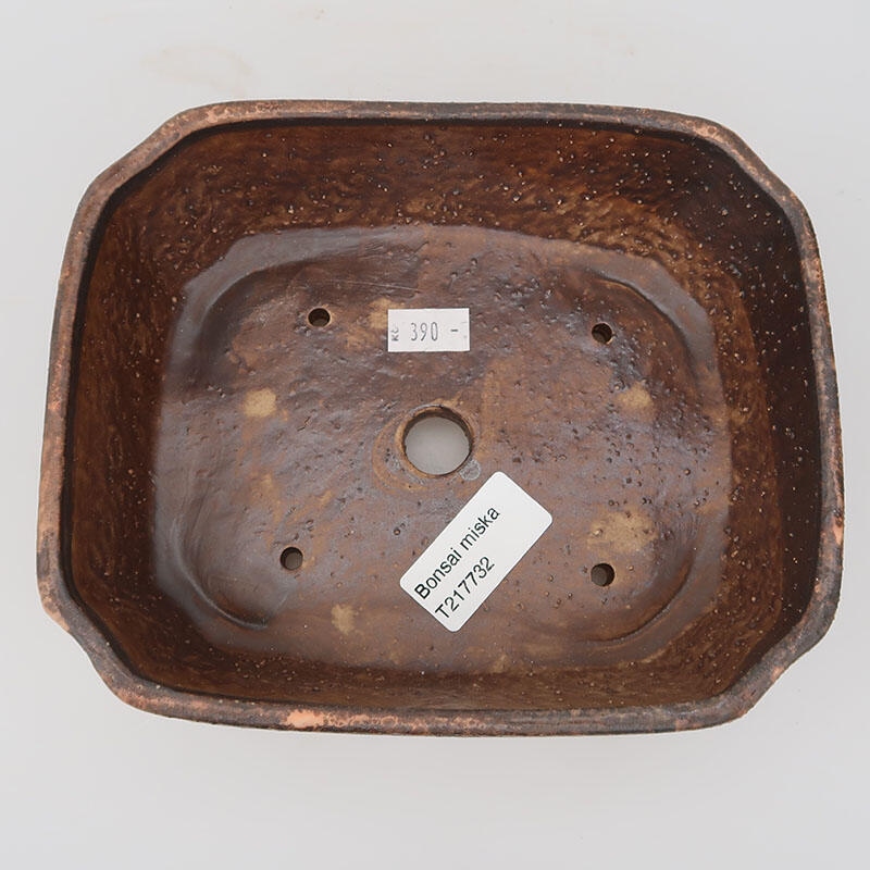 Bonsaischaal van keramiek 17,5 x 14,5 x 5,5 cm, bruin