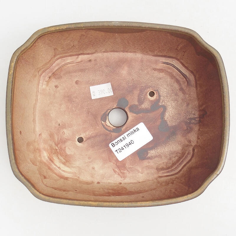Bonsaischaal van keramiek 17,5 x 14,5 x 5,5 cm, bruin