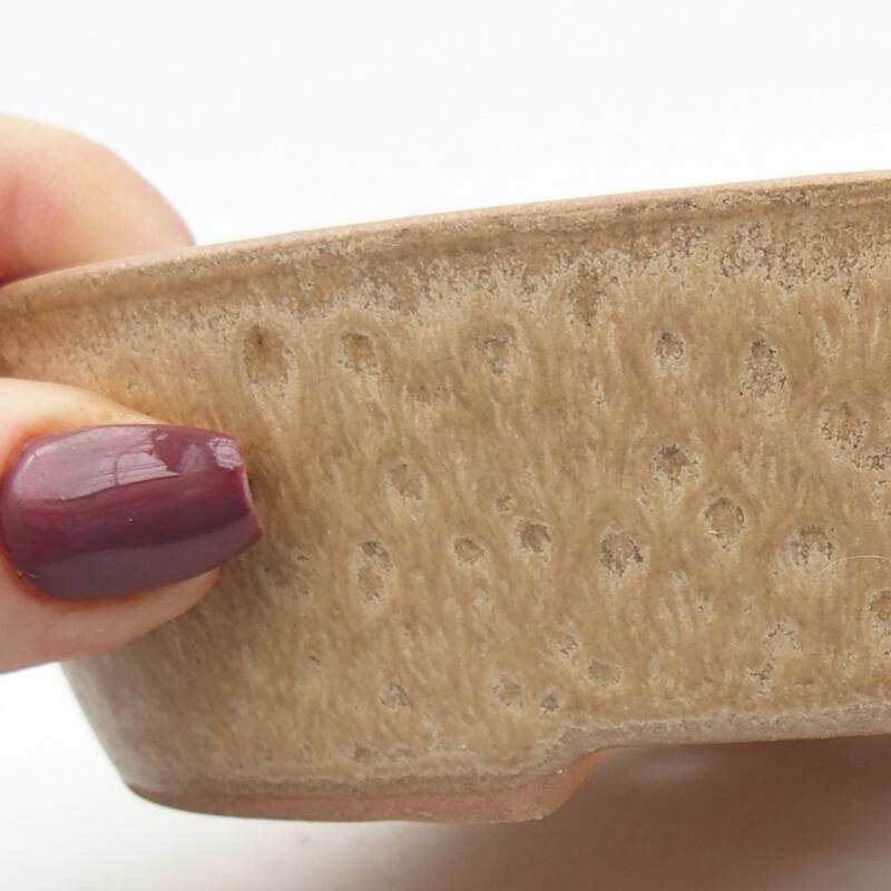 Bonsaischaal van keramiek 17,5 x 14 x 4 cm, kleur beige