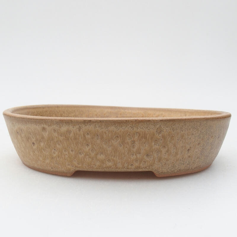 Bonsaischaal van keramiek 17,5 x 14 x 4 cm, kleur beige
